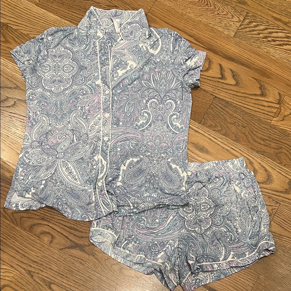 Soma Cool Nights Womens Pajama Short  Set in Paisley Print